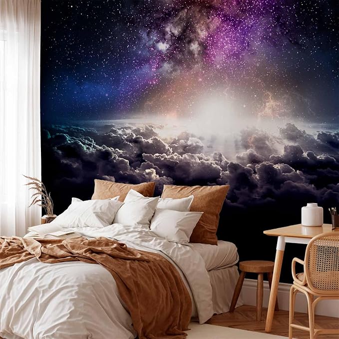 artgeist Premium Wall Mural Galaxy 157x110 in - Non-Woven Wallpaper Fleece Wall Decor Photo Print Picture Image Design Home Mural Cosmos Sky Star Cloud Purple i-A-10009-a-a