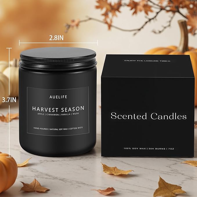Fall Candle - Harvest Season Scented Candles, Fall Soy Candle for Home Decor, 7 oz Natural Soy Wax โ Long-Lasting Autumn Candles, Aromatherapy Gift for Women & Thanksgiving, 7oz