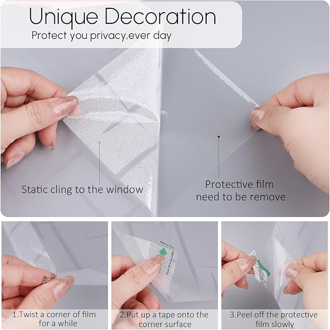 HIDBEA Window Privacy Film, Decorative Staic Cling Frosting Film, Heat Control UV Blocking Non-Adhesive Window Sticker for Home, Cross Pattern,29.5 X 78.7 Inches