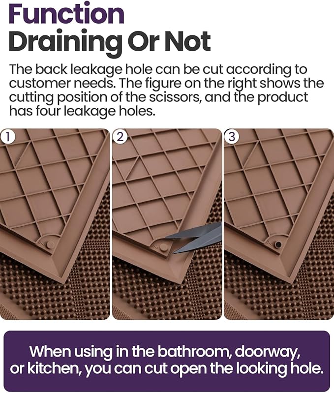 DEXI Front Door Mats Outside Entrance, 17x36 Rubber Waterproof Dirt Trapping Entry Mat for Entryway, Heavy Duty Non-Slip Low-Profile Welcome Doormat All Weather for Patio, Brown