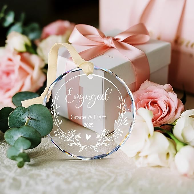 Engagement Gifts for Couples - Personalized Ornaments Keepsake Gift for Newly Engaged, Women, Fiance, Her - Bride to Be Gifts, Just Engaged Ornament 2025 - Christmas Tree Decorations