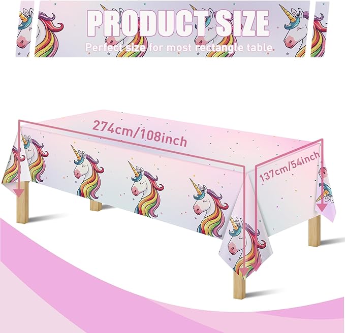 16Pcs Unicorn Tablecloths for Birthday Party, Unicorn Plastic Table Cover Disposable Party Table Cloths, unicórnio Festa Supplies for Baby Shower and Birthday Decoration for Girls (54'' x 108'')