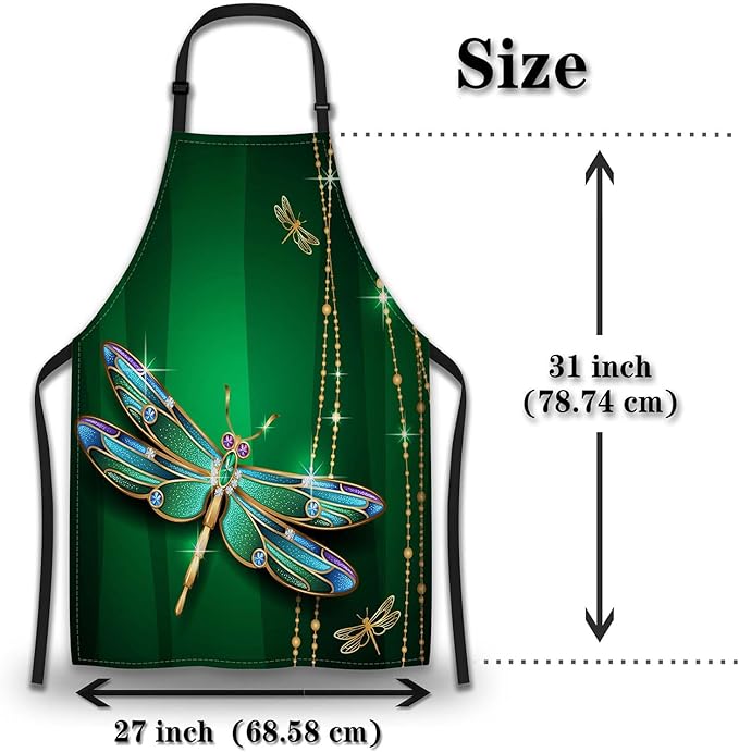 Garden Apron for Women Beautiful Vivid Dragonfly Aprons for Men for Kitchen Cooking Restaurant BBQ Painting Crafting Gardening 27” (W) x 31” (H), Waterproof Aprons
