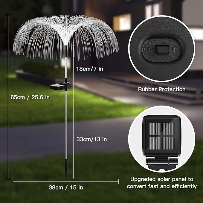 Vosaro Solar Flower Lights Outdoor Garden Decorations Waterproof, 7 Color Changing Decorative Solar Stake Light for Yard Pathway Patio Lawn Party Wedding Decor, 3 PCS