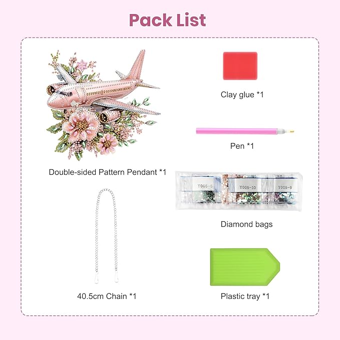 EOBROMD Diamond Hanging Art Kits for Adults, Diamond Art Painting Plane Flower Window Pendant Kits Suncatchers, DIY Special Shaped Rhinestone Adults, Home Wall Decor