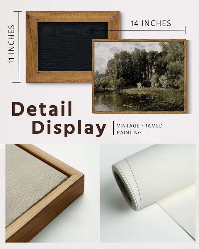 VIYYIEA Framed Canvas Wall Art Home Decor Vintage Landscape Botanical Prints Rustic Farmhouse Wall Decor Mid Century Modern Art Prints Nature Room Decor Wall Pictures for Living Room Bedroom 11x14in