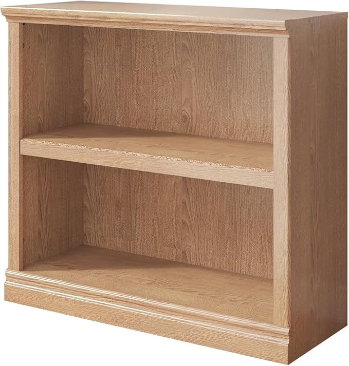 Bookcase, 2 Tiers S Bookshelf Open Storage Organization, Floor Standing Indoor Furniture Book Case for Library Office Living Room Bedroom, Salt Oak - 2 Tier