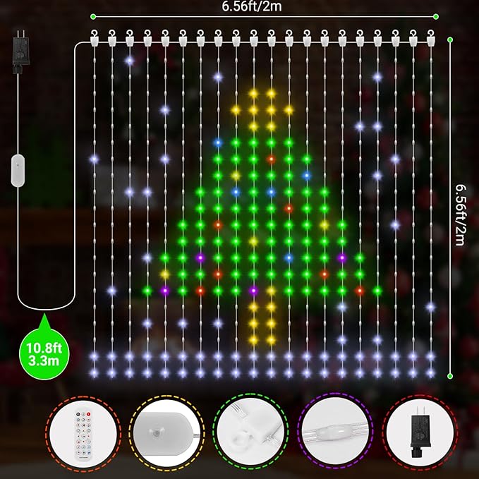 Smart Curtain Lights 400 LED, Color Changing LED Curtain Lights 6.6 * 6.6 FT, Dynamic DIY Fairy String Light Curtains for Bedroom Backdrop Party Indoor Outdoor Decor (APP +Remote Control)