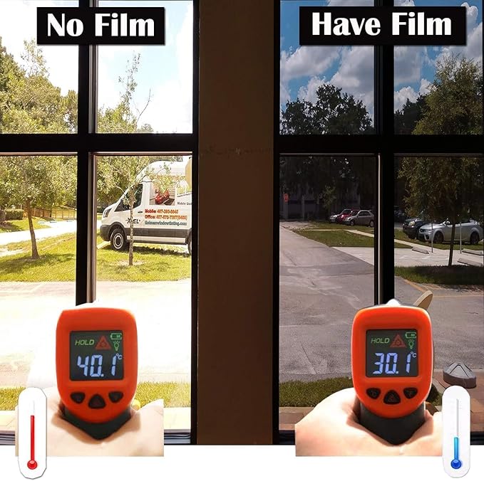 Niviy One Way Privacy Window Film See Out Not in Window Tint for Home Heat Blocking Anti UV Glass Door Mirror Reflective Window Film for Home Office (Silver 35.4" x 118")
