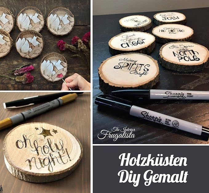 30 Pcs Wooden Discs for Crafts,3.1''-3.5'' Wood Circles for Crafts, Wood Slices for Painting DIY Christmas Ornaments Party Wall Home Wedding Decor