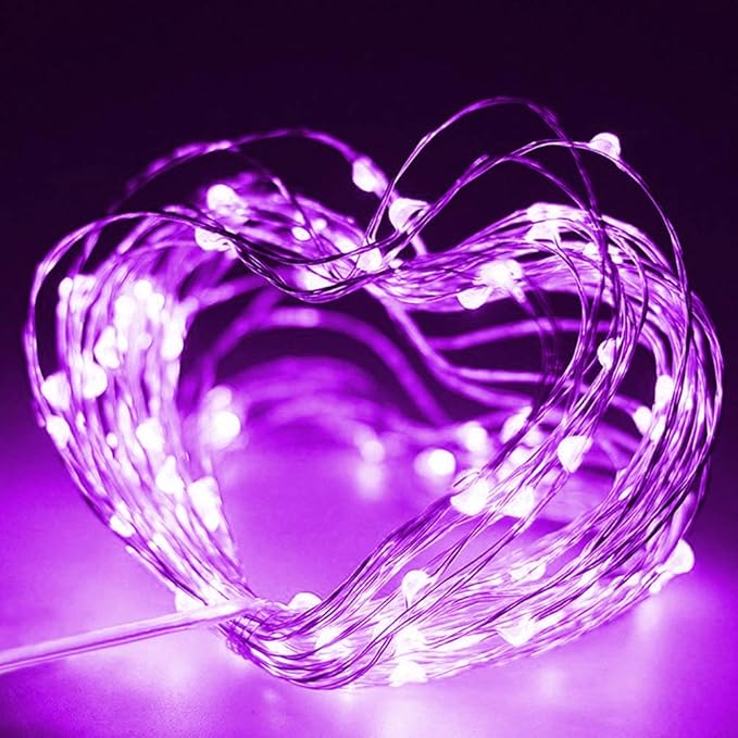 Twinkle Star 2 Pack Halloween Fairy Lights Battery Operated, Total 66 ft 200 Led String Lights Remote Control Timer Twinkle String Lights 8 Modes Firefly Lights for Garden Party Indoor Decor, Purple