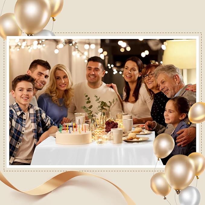 Goodluck 54 Inch X 100 Feet Plastic Table Cloths with Cutter Box, White Disposable Table Cover Roll, Plastic Tablecloth for Party, Banquet, Wedding, Birthday, Anniversary