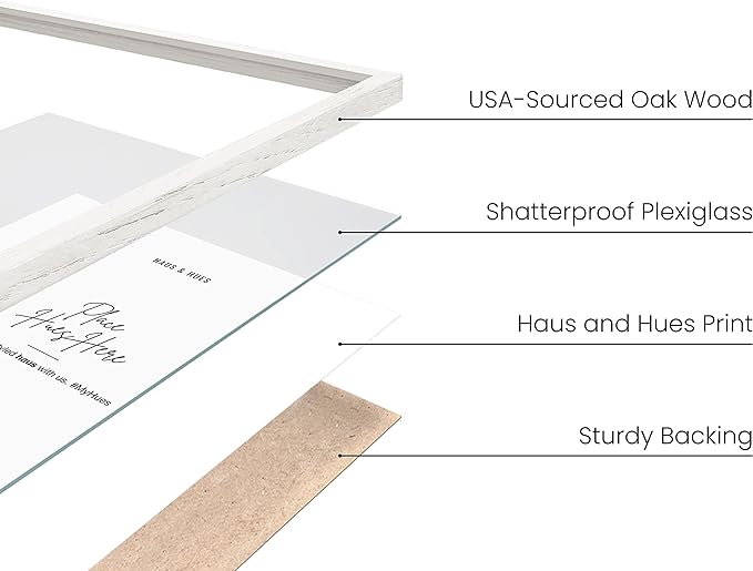 HAUS AND HUES 24 x 36 Poster Frame - Set of 1 24x36 White Poster Frame, Wooden Picture Frames, 24x36 Poster Frame White Poster Frames 24x36, Poster Frame 24x36 Frame White Frame (White Oak Frame)