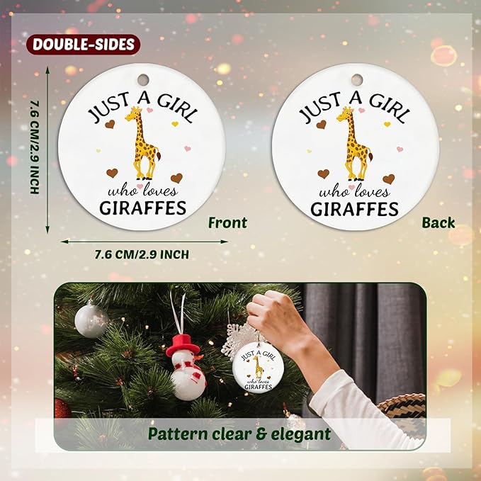 Giraffe Ornament, Giraffes Gifts for Girls Women, Just a Girl Who Loves Giraffes Ornament Keepsake Decorations