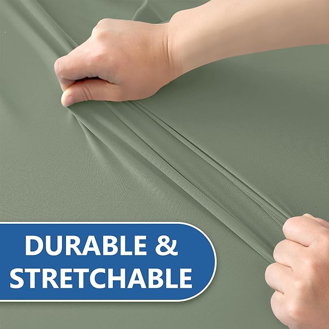 Fitted Tablecloth for 6 Foot Rectangle Tables-6 Pack Sage Elastic Outdoor Picnic Table Cover-Spandex Stretch Folding Table Cloths 6 ft for Camping Dining Room Patio Kitchen Banquet Party