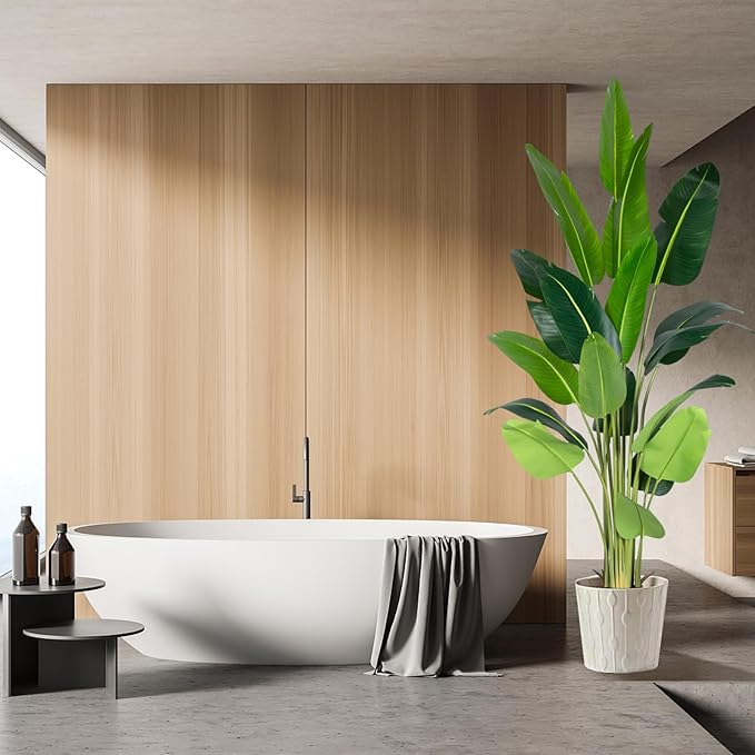 Artificial Bird of Paradise Plant 8Ft Fake Tropical Palm Tree with 18Trunks Faux Banana Leaf Trees in Pot for Home Indoor Outdoor Office Modern Decor Housewarming Gift