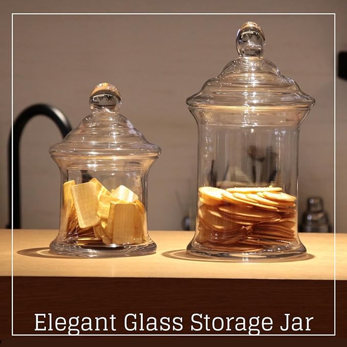 Diamond Star Clear Glass Apothecary Jar Decorative Candy Buffet Jars Elegant Glass Storage Containers (Height: 10" Body: 6")