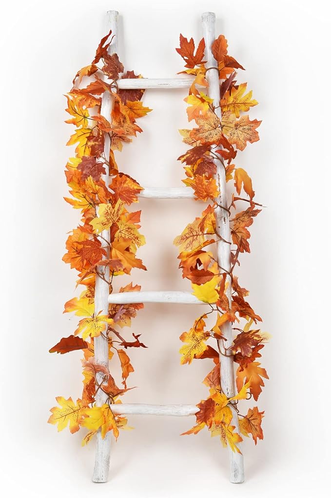 Artiflair 2 Pack Fall Maple Leaf Garland, 5.9Feet/Strand Hanging Vine Artificial Autumn Foliage Thanksgiving Decor for Home Wedding Fireplace Party Christmas