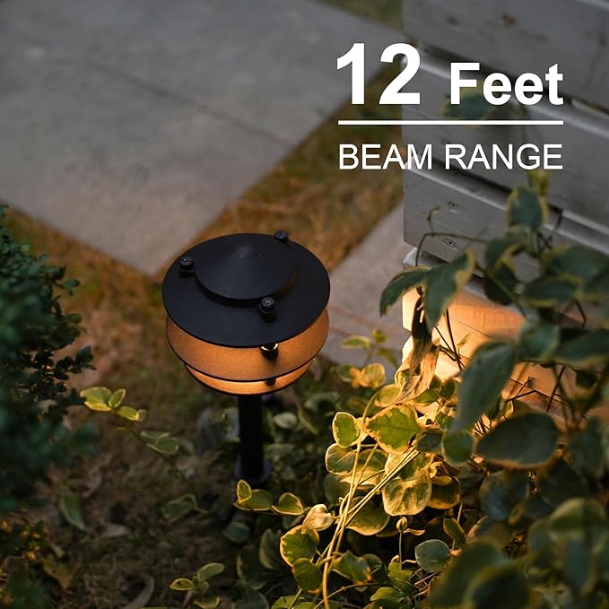 GOODSMANN Landscape Lighting 8PK Pathway Lights Low Voltage 2.2 Watt LED 12V AC Landscape Lights 30 Lumen Warm White with Cable Connectors Metal Stakes 9122-21102-08A