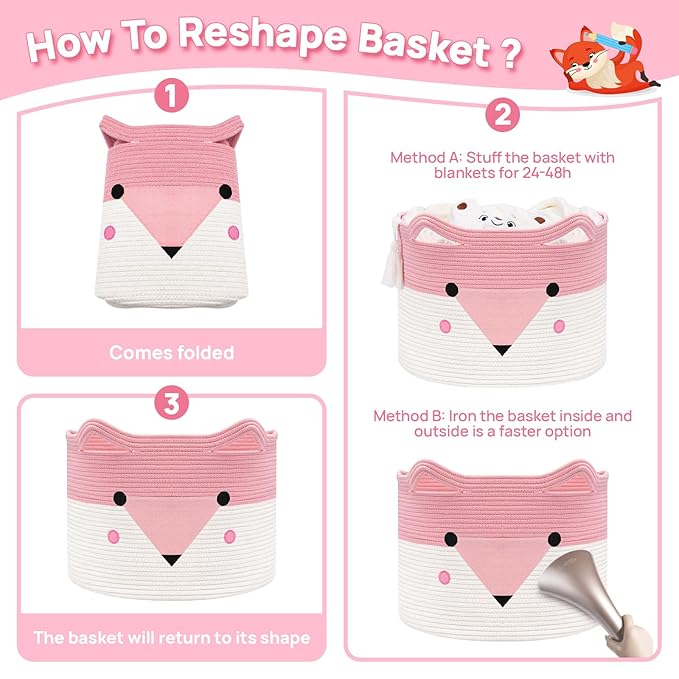 Large Baby Basket Toy Storage 3 Pack, (20"x13.8") Woven Baby Laundry Basket, Stuffed Animal Storage.