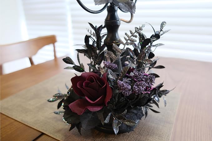 Halloween Candle Holder, 3 Arms Metal Candelabra, Black Candlestick Holder, Gothic Spooky Halloween Decor for Coffee Table/Dining Table Centerpiece, 18" Height