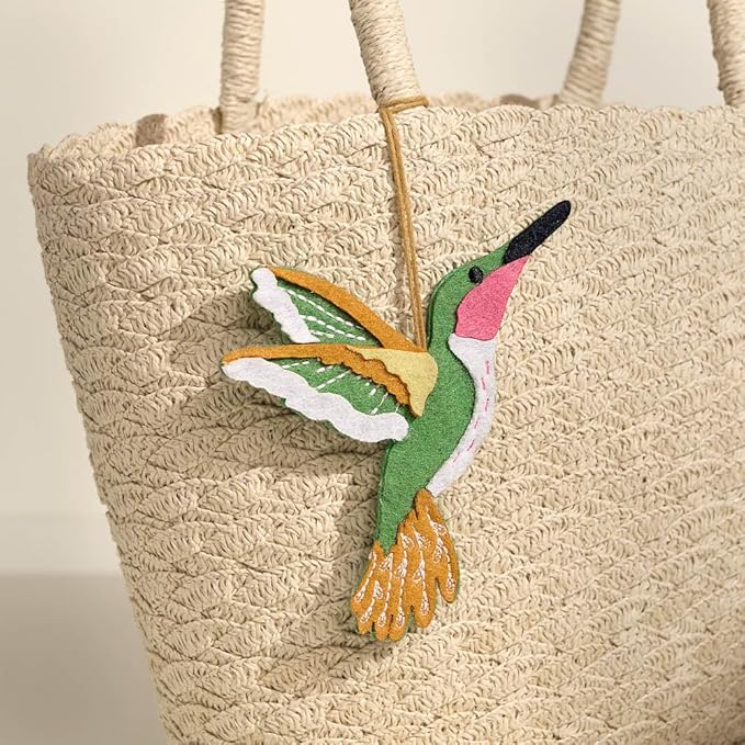 Lovepop Handmade Serene Hummingbird HeartFelt Charm Card | Soft Felt Bird Keychain for Wallet, Handbag, Car Key, Home Decor | Ornaments, Bag Charms, Key Ring, Purse Accessories, Gift Toppers
