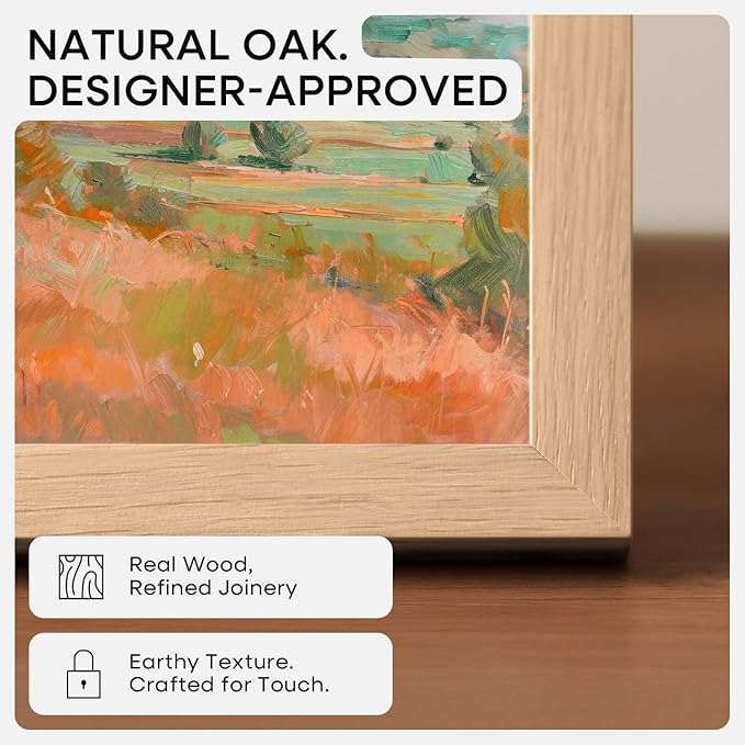 Homeforia A5 Wood Picture Frame, High-End Natural Oak 5.8x8.3 Frame Matted to 4.1x5.8 inch Photo, A5 Size Wooden Frames with Mat A6 for Art, 5.8 x 8.3 Poster Frames, Tempered Glass, Wall Kit, Set of 1