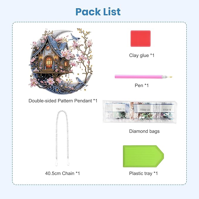 EOBROMD Diamond Hanging Art Kits for Adults, House on The Moon DIY Special Shaped Rhinestone Kits for Adults, Diamond Art Painting Suncatcher, Window Pendants Home Garden Wall Hanging Ornament