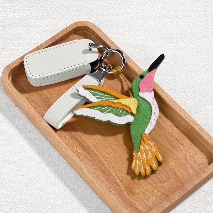 Lovepop Handmade Serene Hummingbird HeartFelt Charm Card | Soft Felt Bird Keychain for Wallet, Handbag, Car Key, Home Decor | Ornaments, Bag Charms, Key Ring, Purse Accessories, Gift Toppers