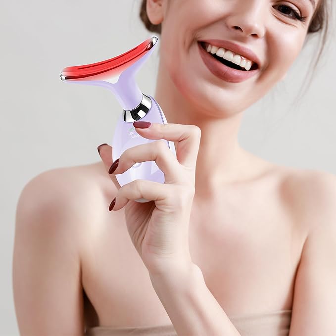 Facial Massager Red-Light-Therapy-for-Face and Neck, Face ๐ฒ culpting Wand with 7 Color (Light Purple)