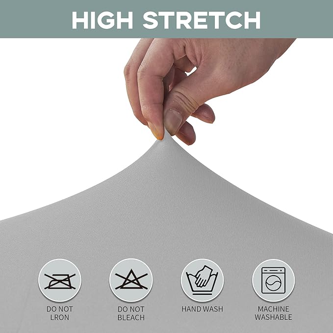 CWK 4FT Waterproof Stretch Spandex Table Cover for Rectangular Tables - Elastic Fitted Tablecloth for Folding Tables,Wrinkle Resistant Table Cloth for Parties, Weddings, Banquets & Events (Silver)
