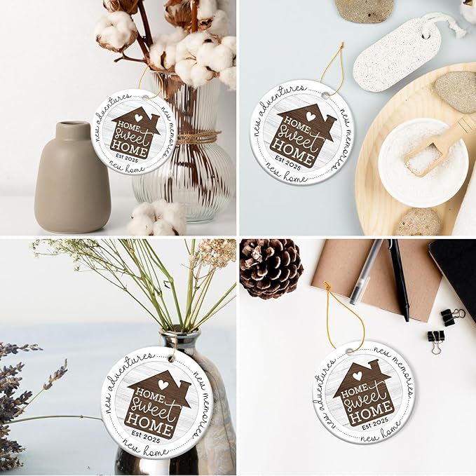 HEXMOZ New Home Gift Ideas - Best Housewarming Gifts 2025 - House Warming Gifts with New Home Ornament 2025 for Owners, Couples, Men, Women - First House Ornament, Our First Christmas Ceramic Keepsake