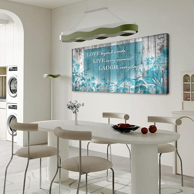 Cao Gen Decor Art S07075 Wall Art Motivational Quotes Canvas Prints 1 Panels Teal Flowers Abstract Pictures Paintings Stretched and Framed for Living Room Bedroom Kicthen Office Artwork