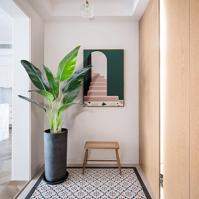 Artificial Bird of Paradise Plant,Faux Palm Tree Potted Plant with Real Touch Leaves,Fake Trees for Home Living Room Office Indoor Outdoor Decor(4FT-1Pack)