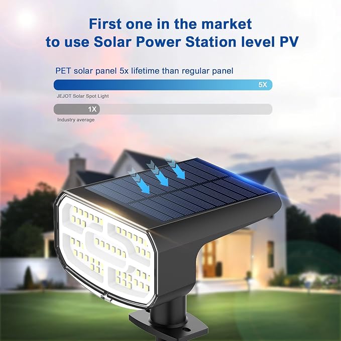 Solar Spot Lights Outdoor Waterproof IP65,6 Pack,2CCT(3000K/6500K), Super Bright LED, 4 Lighting Modes Selectable, Solar Powered Yard Garden Solar Spot Lights for Outside Landscape Auto On/Off