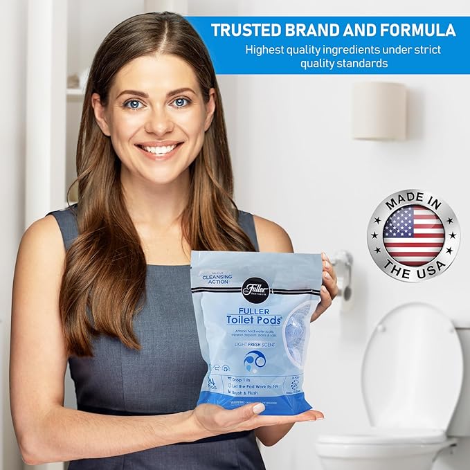 Fuller Brush Toilet Bowl Cleaner Pods - Water Soluble Tablet Cleansers, Cleans Descales & Refreshes Bathroom Toilets Removes Odors Soils & Stains Light Fresh Scent Ideal for Homes & Businesses 1-Pack