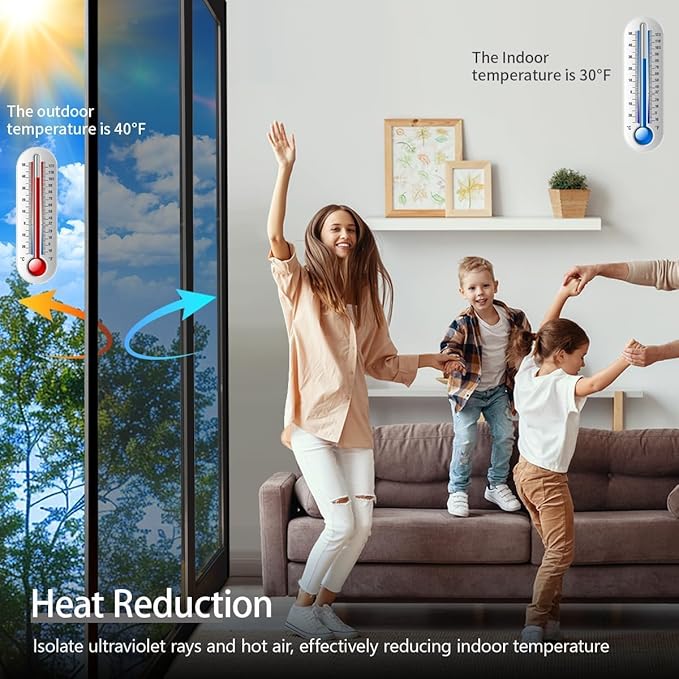 Niviy One Way Privacy Window Film See Out Not in Window Tint for Home Heat Blocking Anti UV Glass Door Mirror Reflective Window Film for Home Office (Silver 35.4" x 118")