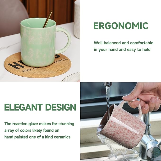 17 OZ Coffee Mugs Set of 6, Modern Mugs Set with handle for Tea/Latte/Cappuccino/Milk/Cocoa.