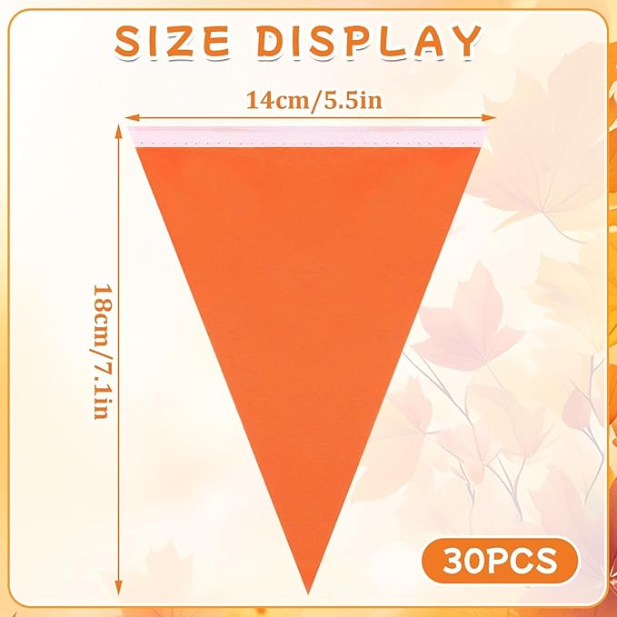 MARFOREVER Fall Pennant Banner, 30Pcs Fabric Thanksgiving Triangle Flags Bunting Garland Fall Theme Colors Hanging Decorations for Autumn Harvest Garden Wedding Baby Shower Party Supplies