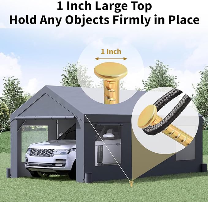 16 Inch Rebar Stakes (20 Pack) 1/2 Inch Diameter Galvanized Steel Ground Anchors Heavy Duty Anchoring Spikes for Speed Bump, Parking Curb and Tent