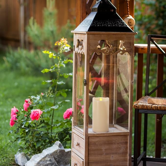 4" x 10" Large Outdoor Flameless Candle with Remote and Timer, Waterproof Battery Operated Flickering LED Pillar Candle for Lanterns, Ivory Plastic, 1 Pack (Battery Not Included)