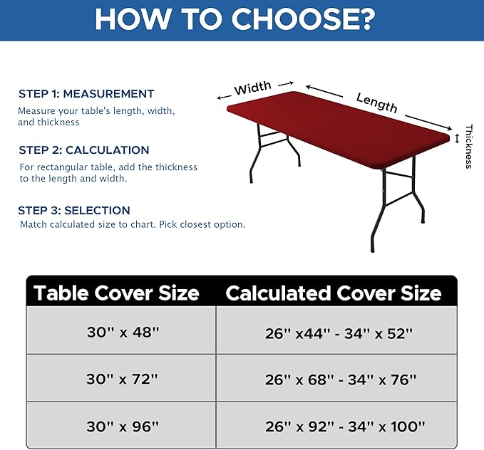 Fitted Tablecloth for 8 Foot Rectangle Tables-4 Pack Red Elastic Outdoor Picnic Table Cover-Spandex Stretch Folding Table Cloths 8ft for Camping Dining Room Patio Kitchen Banquet Party