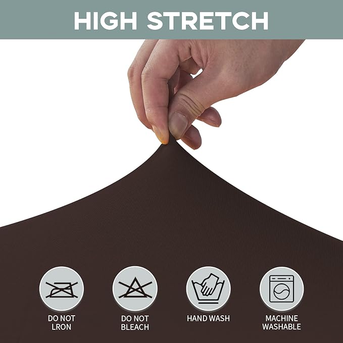 CWK 4FT Waterproof Stretch Spandex Table Cover for Rectangular Tables - Elastic Fitted Tablecloth for Folding Tables,Wrinkle Resistant Table Cloth for Parties, Weddings, Banquets & Events (Coffee)