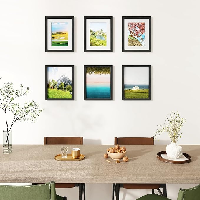 IBUYKE 8x10 Picture Frame,Set of 3,Solid Oak Wood 8x10 Photo Frame with Mat to 5x7,10x8 Picture Frames With Tempered Glass,Tabletop or Wall Mount Display,Home Decor,Black Oak 8 x 10 Frame,UWPF0810B-3