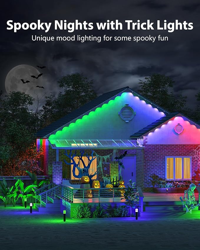 Lumary Smart Permanent Outdoor Lights Pro, 105ft with 80LED 50lm RGBAICW Eave Lights, IP67 Waterproof, Multi Scenes for Daily and Accent Lighting Decor, Work with Alexa, Google, APP, Remote Control