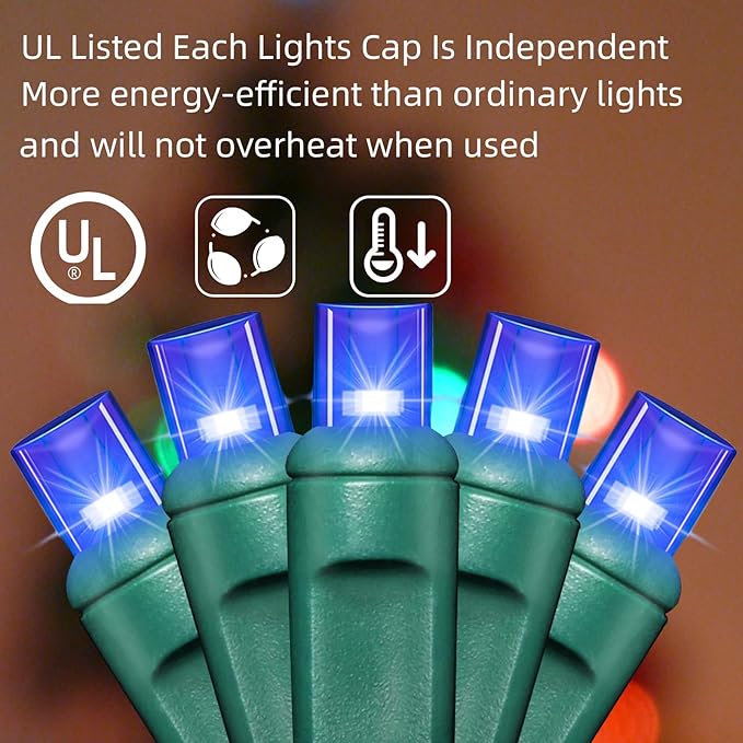 200LED (4pk of 50L) String Lights, LED Christmas Lights, 6" SPACING,Green Wire,Blue