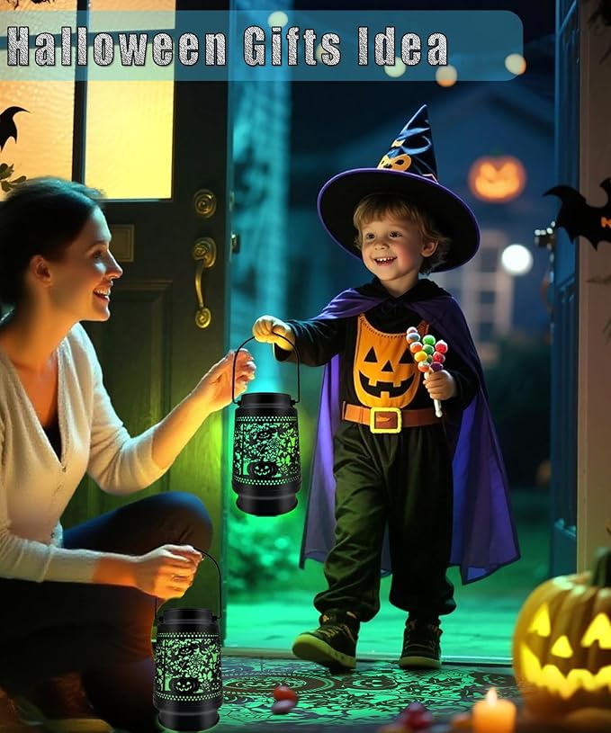 Halloween Decor Solar Lanterns Outdoor Waterproof Halloween Decorations Scary Ghost Spooky Lights for Garden, Patio, Yard, Lawn Porch Hanging Solar Lights Unique Gifts for Outdoor Decor