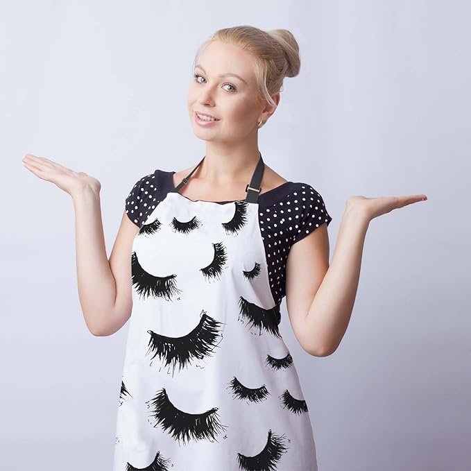 Kitchen Aprons for Women False Eyelashes Art Sketch Chef Apron for Women for Cooking Restaurant BBQ Painting Crafting Gardening 27” (W) x 31” (H), Waterproof Aprons