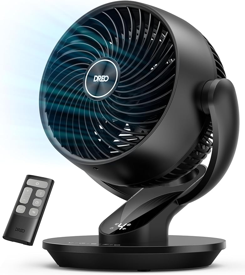 Dreo Fan for Bedroom, 13-Inch Oscillating Table Air Circulator Fan for Whole Room, 120ยฐ Tilt Adjustment, 28dB Ultra-Quiet, 70ft Powerful Airflow, 4 Speeds Desk Fans with Remote for Home, Office