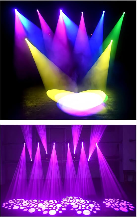DJCLUB Stage Lights Moving Head Light 7 Gobos 8 Colors 11 Channels 60W Spot Light DMX 512 with Sound Activated for Wedding DJ Party Stage Lighting (LED 60W Moving Head)